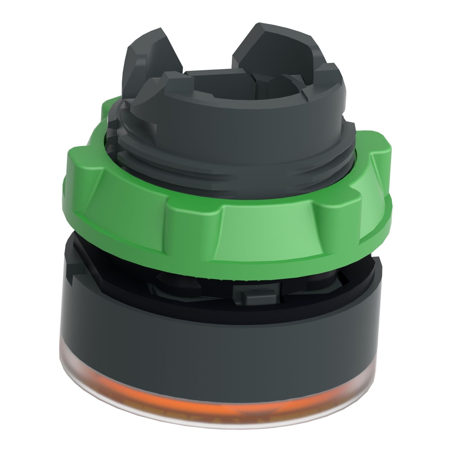 Picture of Head for illuminated push button, Harmony XB5, plastic, orange flush, 22mm, universal LED, spring return, plain lens