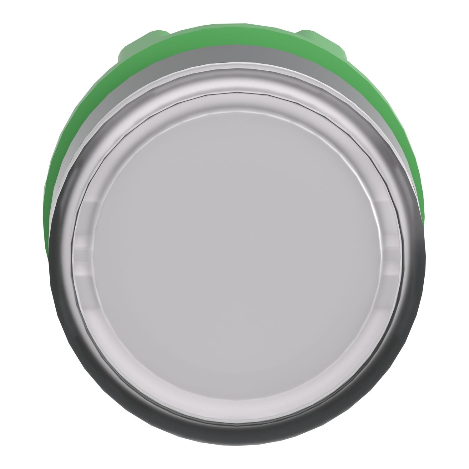 Picture of Head for illuminated push button, Harmony XB5, plastic, white flush, 22mm, universal LED, spring return, plain lens