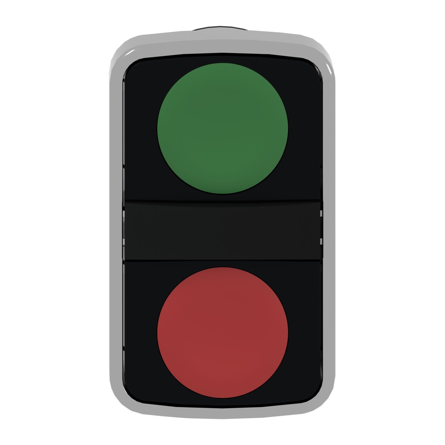 Picture of Head for double headed push button, Harmony XB4, metal, 22mm, 1 green flush marked I + 1 red flush marked O