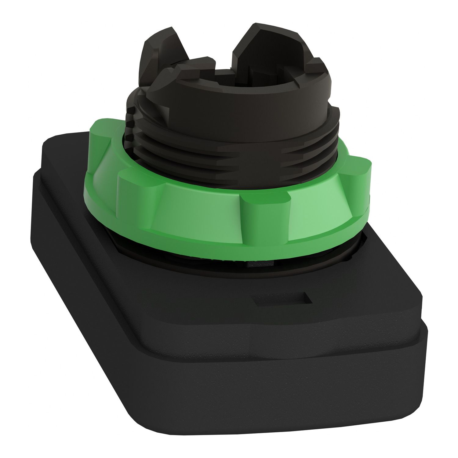 Picture of Illuminated double headed push button head, Harmony XB5, plastic, 22mm, 1 green flush marked I + 1 pilot light + 1 red flush marked O
