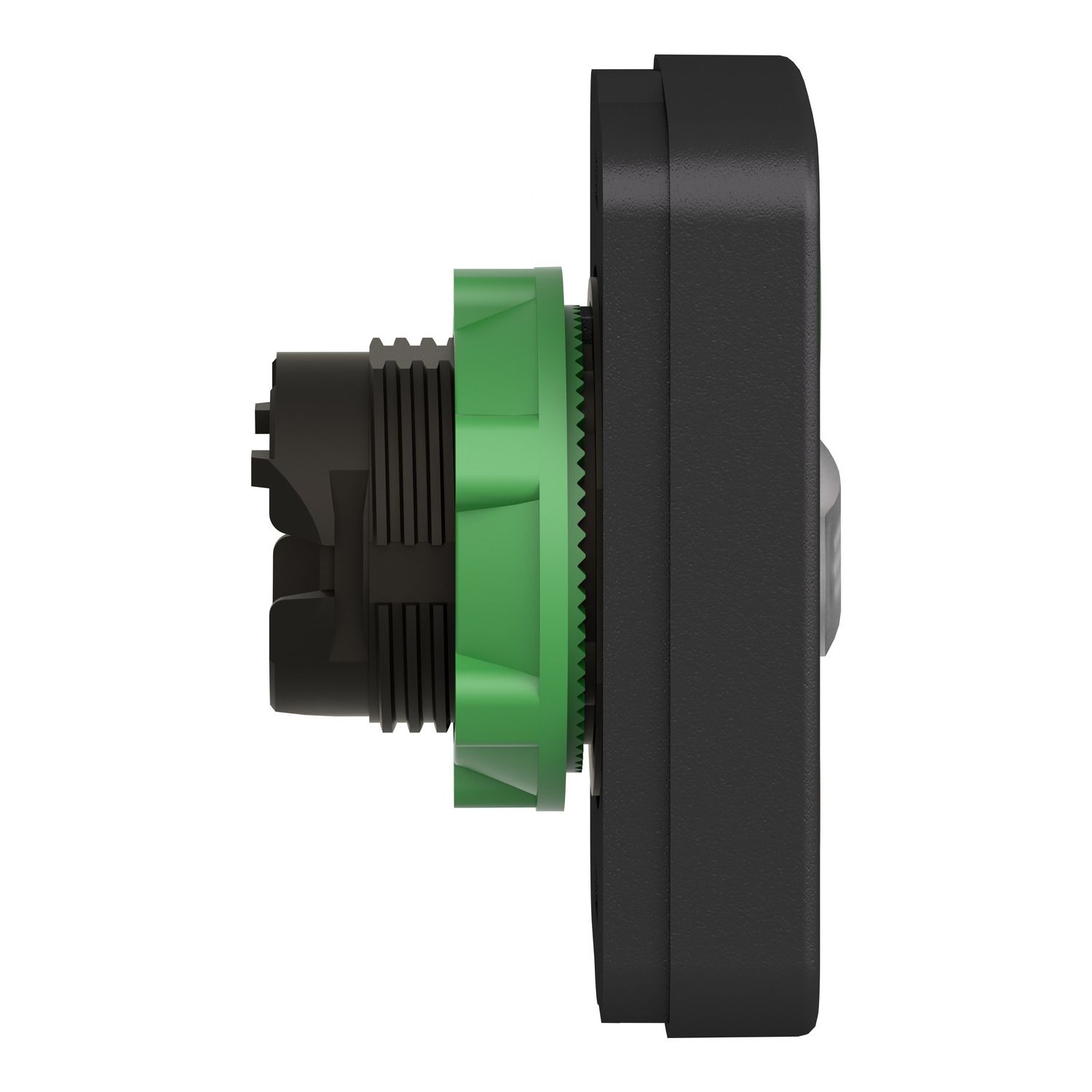 Picture of Illuminated double headed push button head, Harmony XB5, plastic, 22mm, 1 green flush marked I + 1 pilot light + 1 red flush marked O