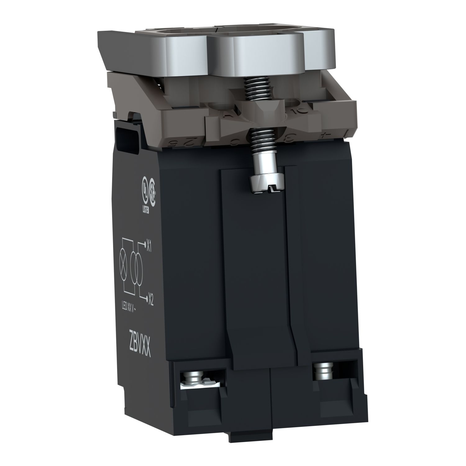Picture of Light block with body fixing collar, Harmony XB4, metal, with BA9s bulb, 110...120V AC