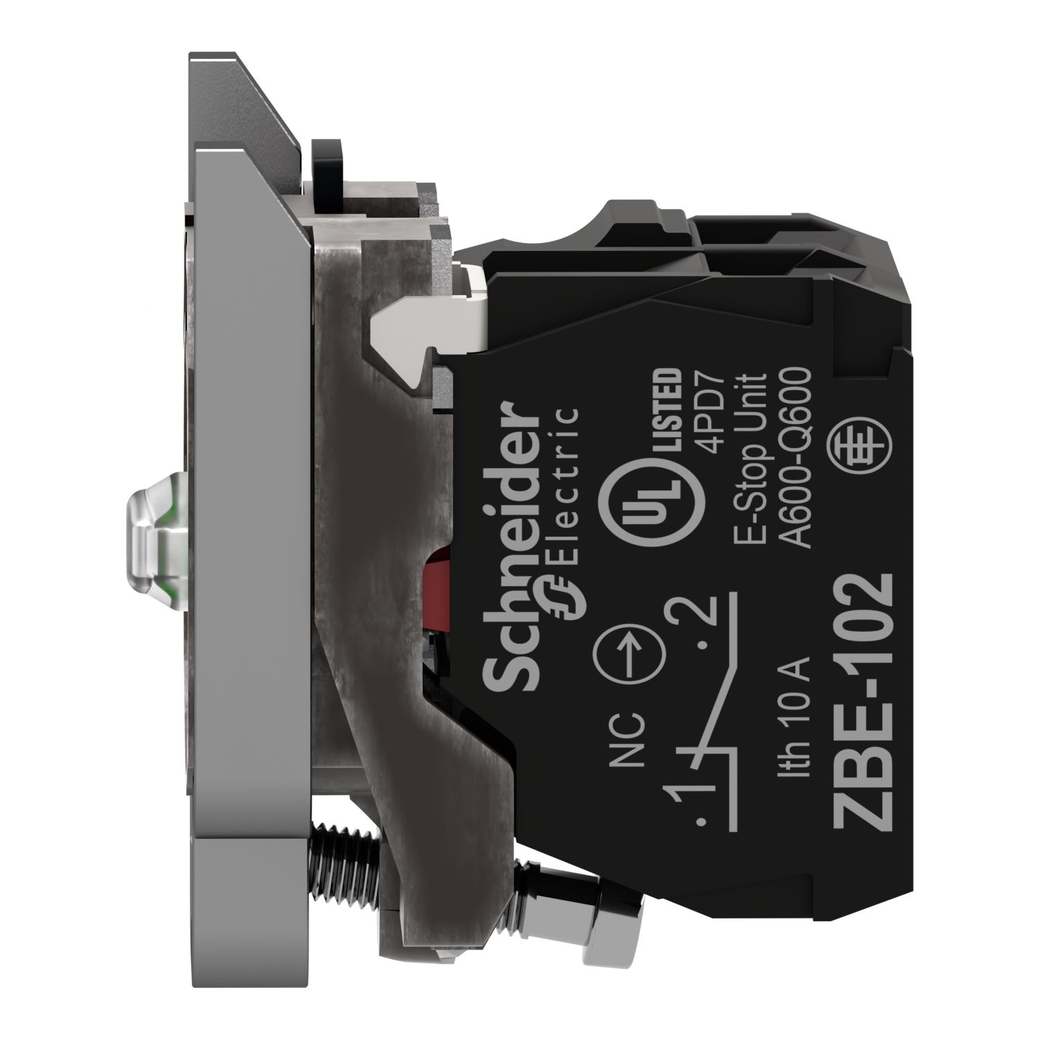 Picture of Complete body contact assembly and light block, Harmony XB4, with body fixing collar, universal LED, 24V, 1NC