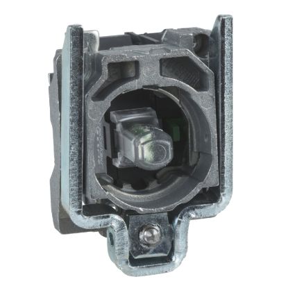 Picture of Light block with body fixing collar, Harmony XB4, metal, red, integral LED, 24V AC DC, 1NO+1NC