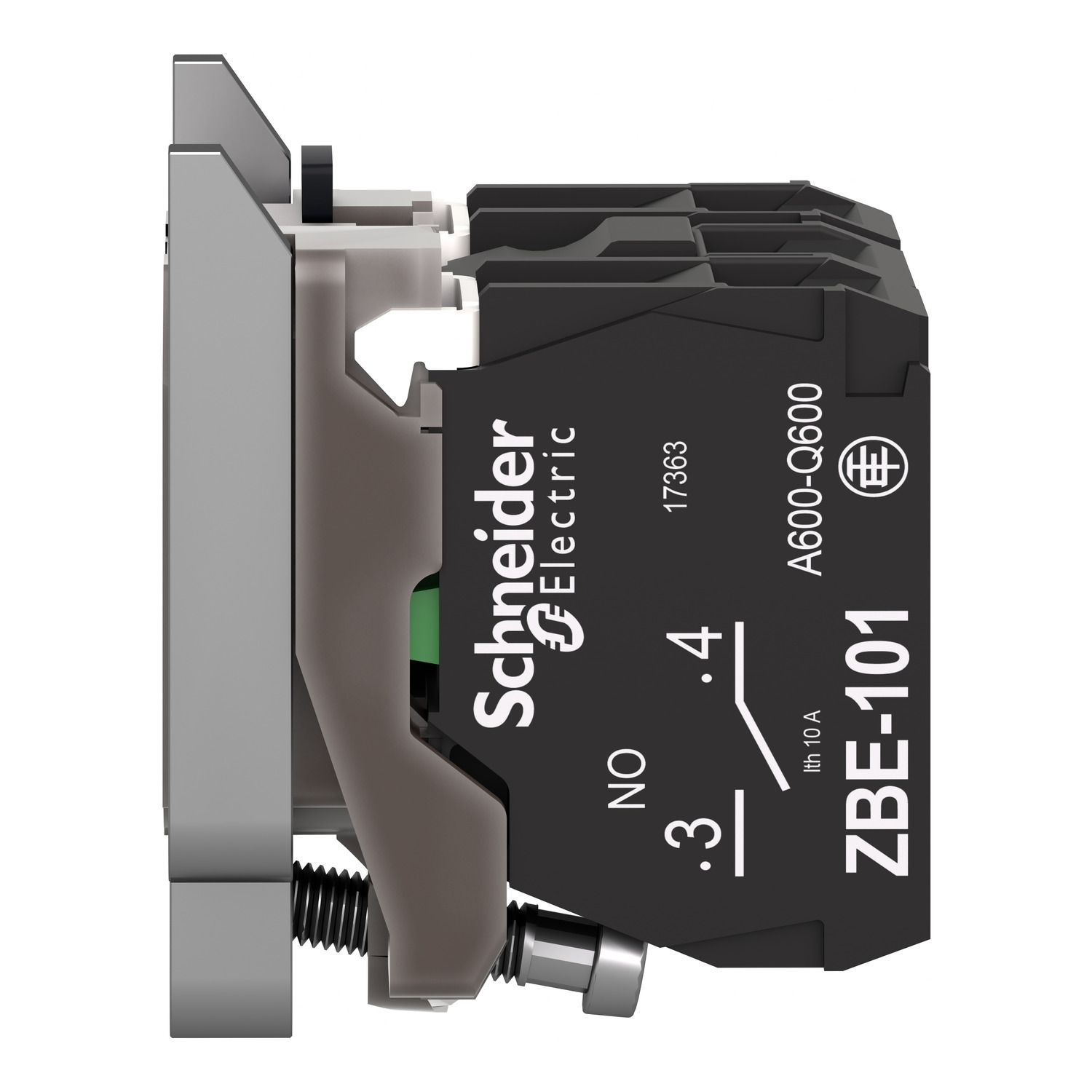 Picture of Light block with body fixing collar, Harmony XB4, metal, for BA9s bulb, lt 250V, 1NO+1NC