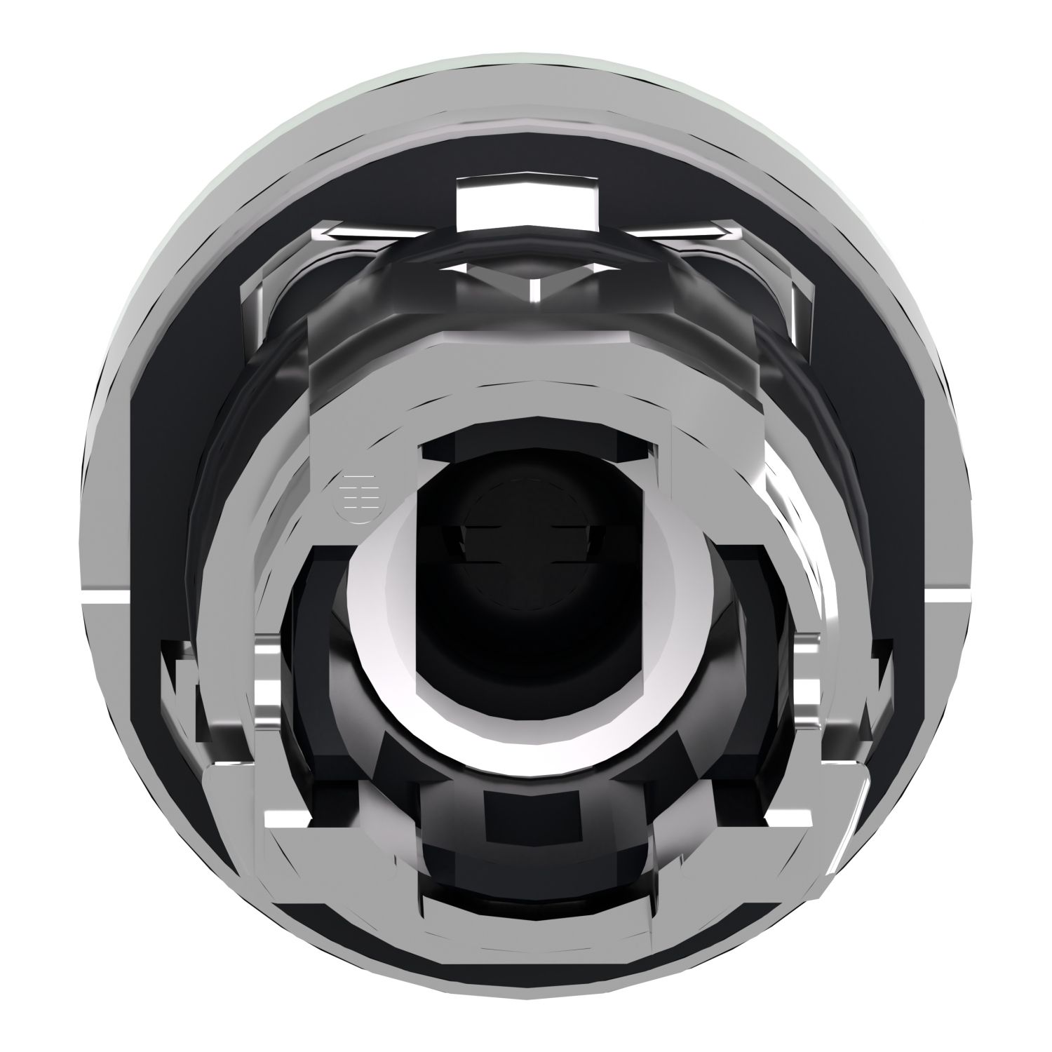 Picture of Head for illuminated push button, Harmony XB4, metal, green flush, 22mm, universal LED, spring return, plan lens