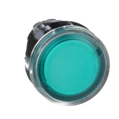 Picture of Head for illuminated push button, Harmony XB4, metal, flush, green, 22mm, spring return, plain lens for BA9s bulb