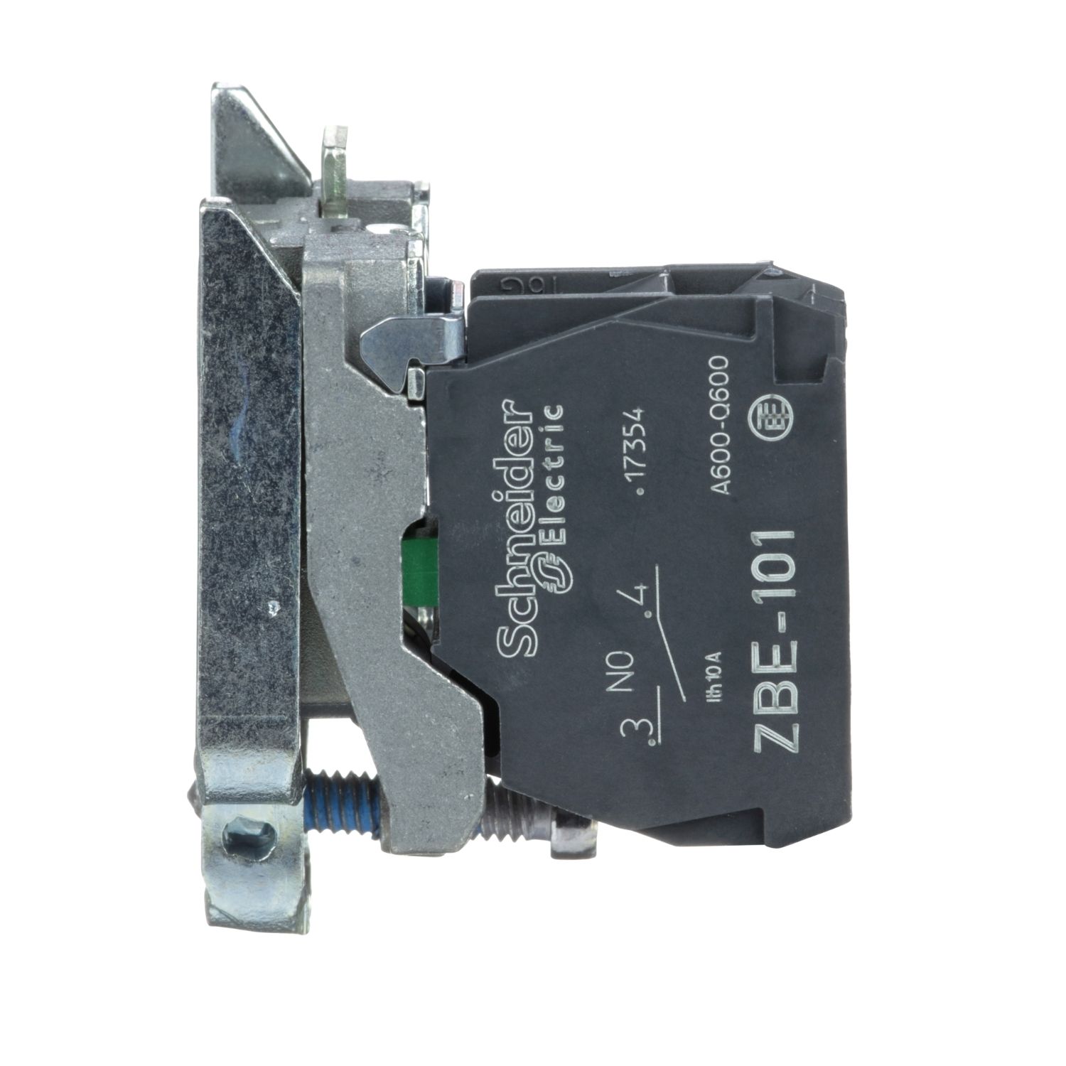 Picture of Single contact block with body fixing collar, Harmony XB4, metal, screw clamp terminal, 1NO