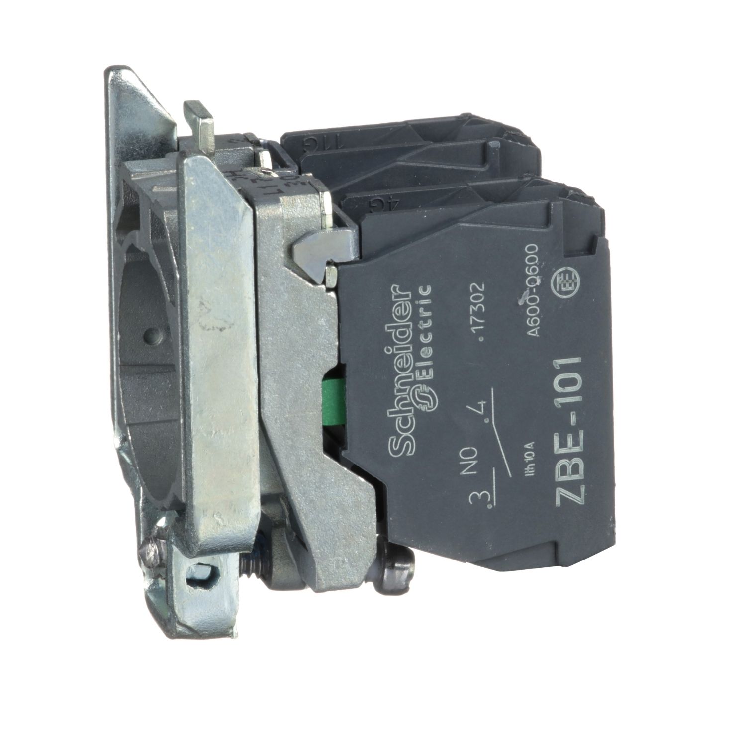 Picture of Single contact block with body fixing collar, Harmony XB4, metal, screw clamp terminal, 2NO