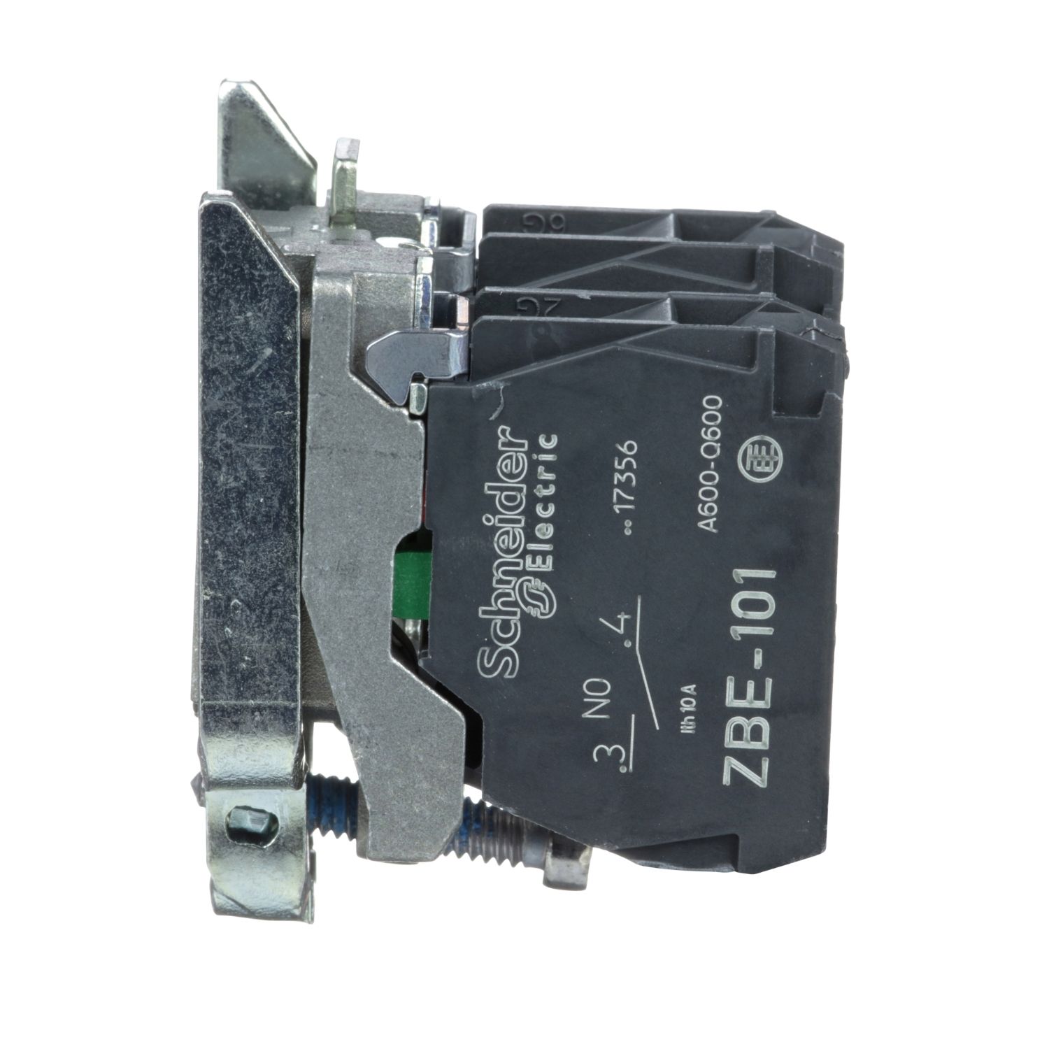 Picture of Single contact block with body fixing collar, Harmony XB4, metal, screw clamp terminal, 1NO+1NC