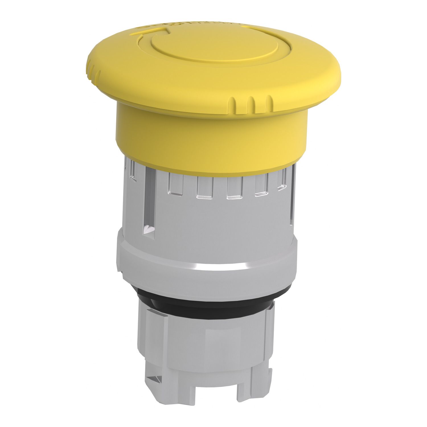 Picture of Head for non illuminated push button, Harmony XB4, Mushroom push button head 40mm, armony XB4, metal, yellow, 22mm, latching turn realease