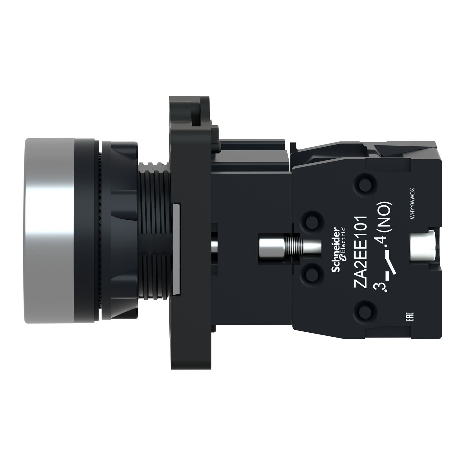 Picture of Complete push button, Easy Harmony XA2, plastic, flush, green, 22mm, push push, unmarked, 1NO