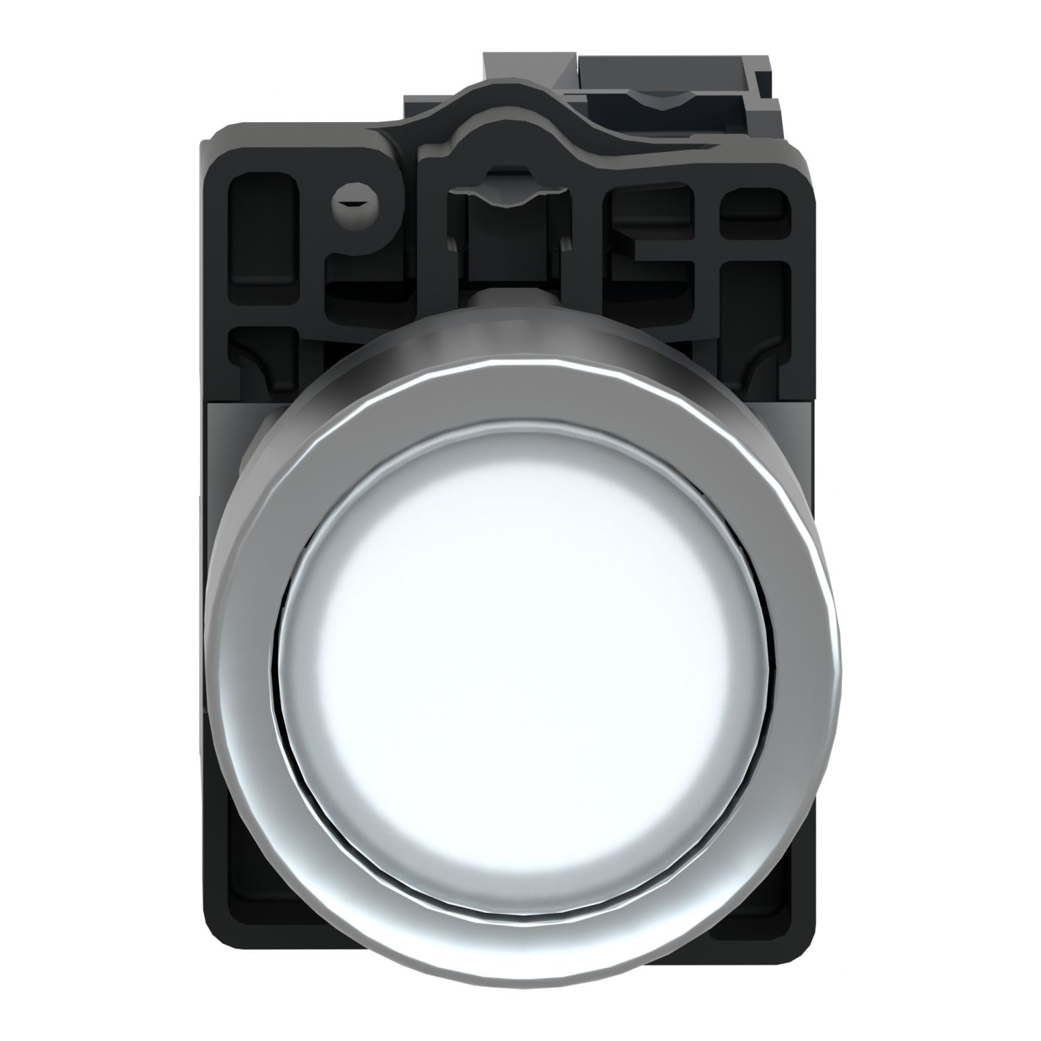 Picture of Complete illuminated push button, Easy Harmony XA2, plastic, flush, white, 22mm, spring return, 380V AC, 1NO