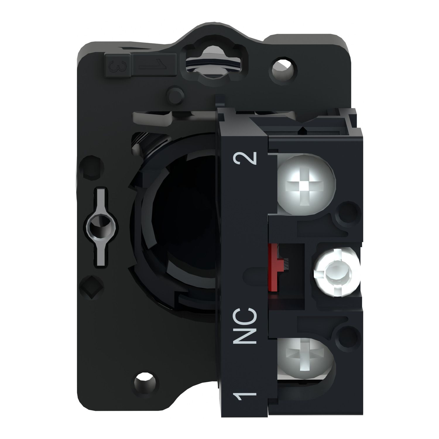Picture of Complete push button, Easy Harmony XA2, plastic, flush, red, 22mm, spring return, unmarked, 1NC