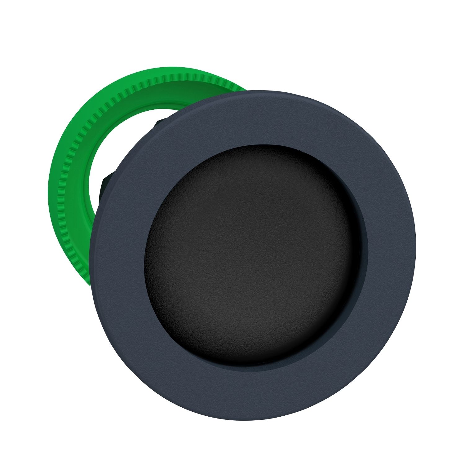 Picture of Harmony XB5, Antimicrobial Flush mounted push button head, plastic, recessed, black, 30mm, spring return, unmarked, dark grey bezel