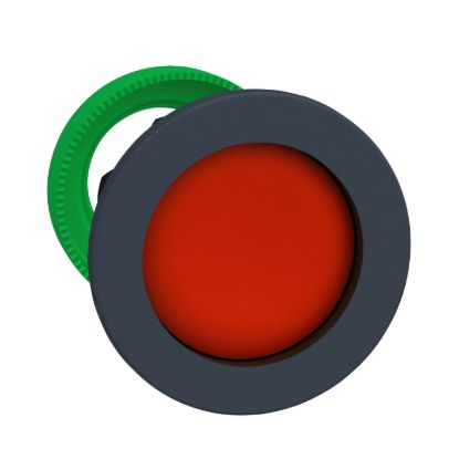 Picture of Harmony XB5, Antimicrobial Flush mounted push button head, plastic, recessed, red, 30mm, spring return, unmarked, dark grey bezel