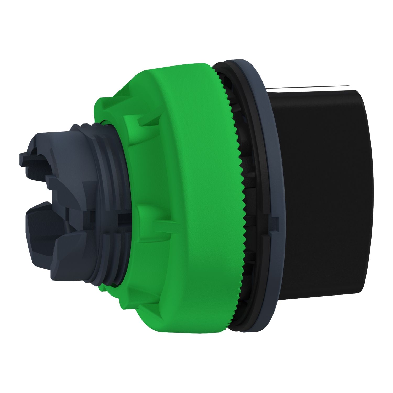 Picture of Head for selector switch, Harmony XB5, Antimicrobial flush mounted selector switch head, plastic, black, 30mm, 3 positions, spring return to center