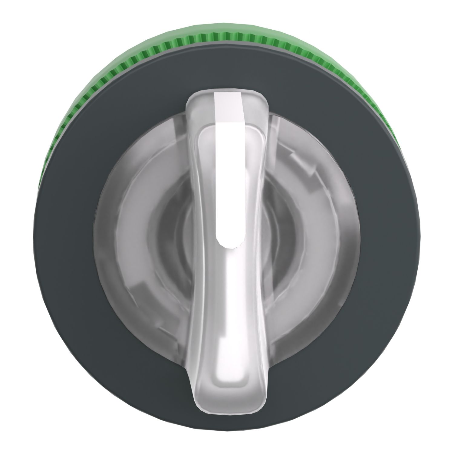 Picture of Head for illuminated selector switch, Harmony XB5, plastic, white handle, flush mounted, universal LED, 3 positions