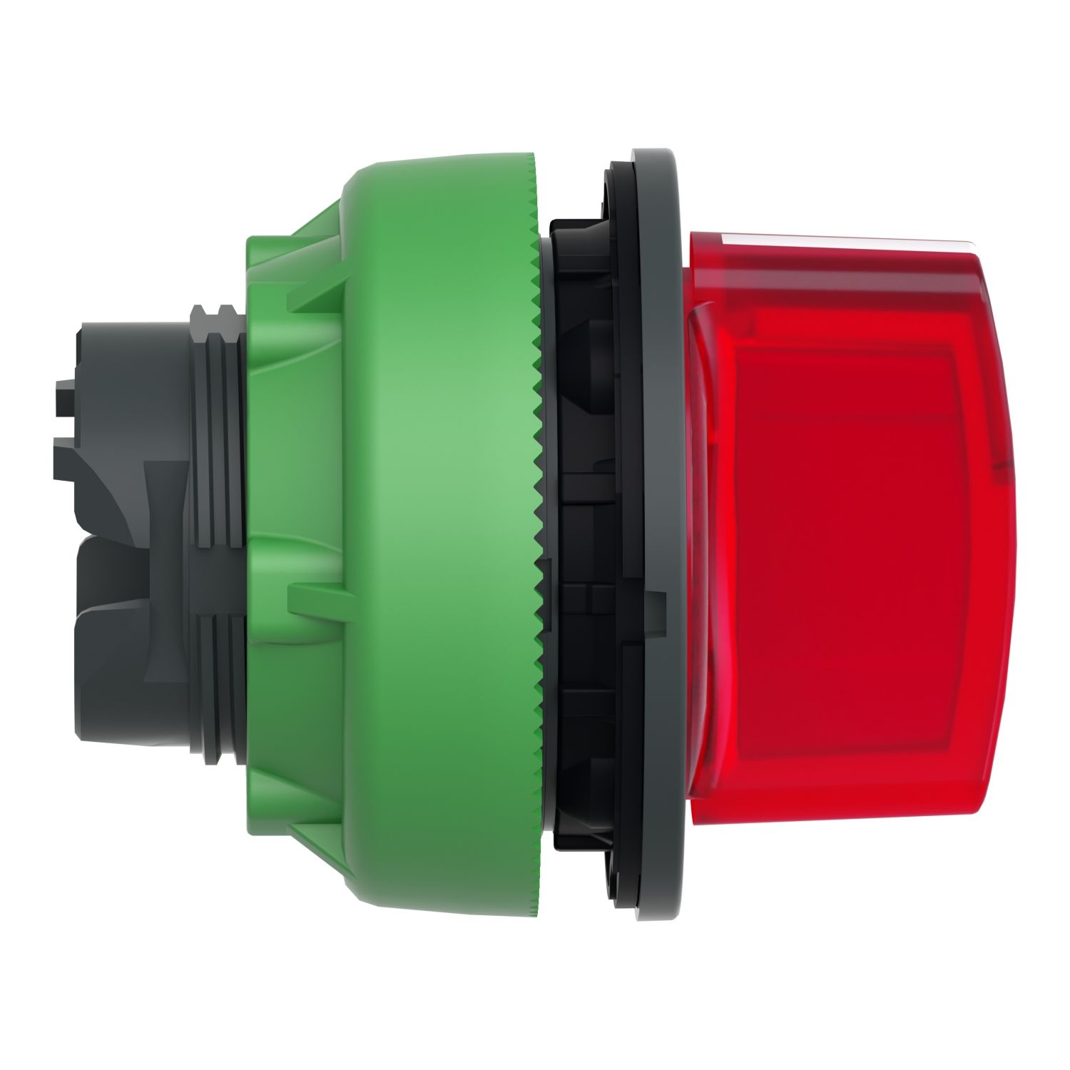 Picture of Head for illuminated selector switch, Harmony XB5, plastic, red handle, flush mounted, universal LED, 3 positions