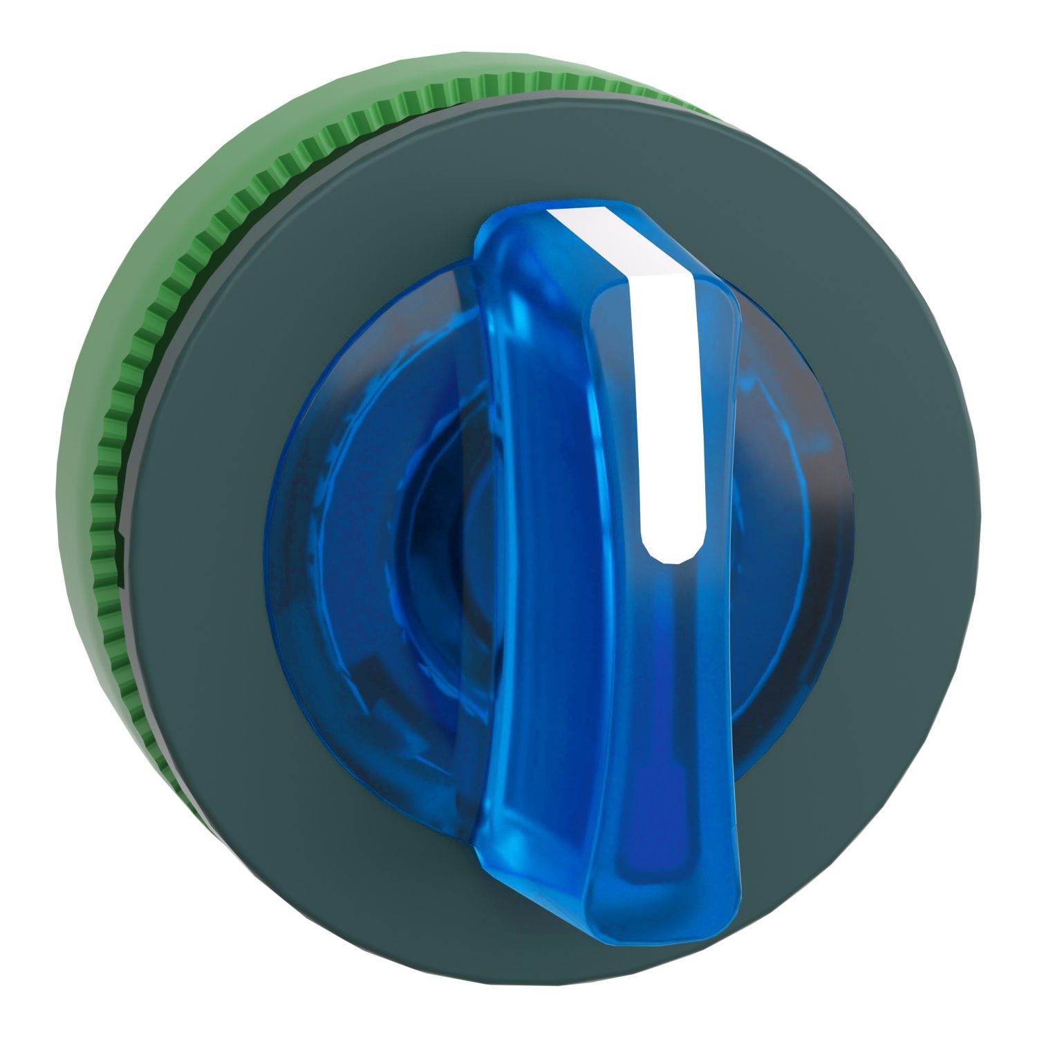 Picture of Head for illuminated selector switch, Harmony XB5, plastic, blue handle, flush mounted, universal LED, 3 positions