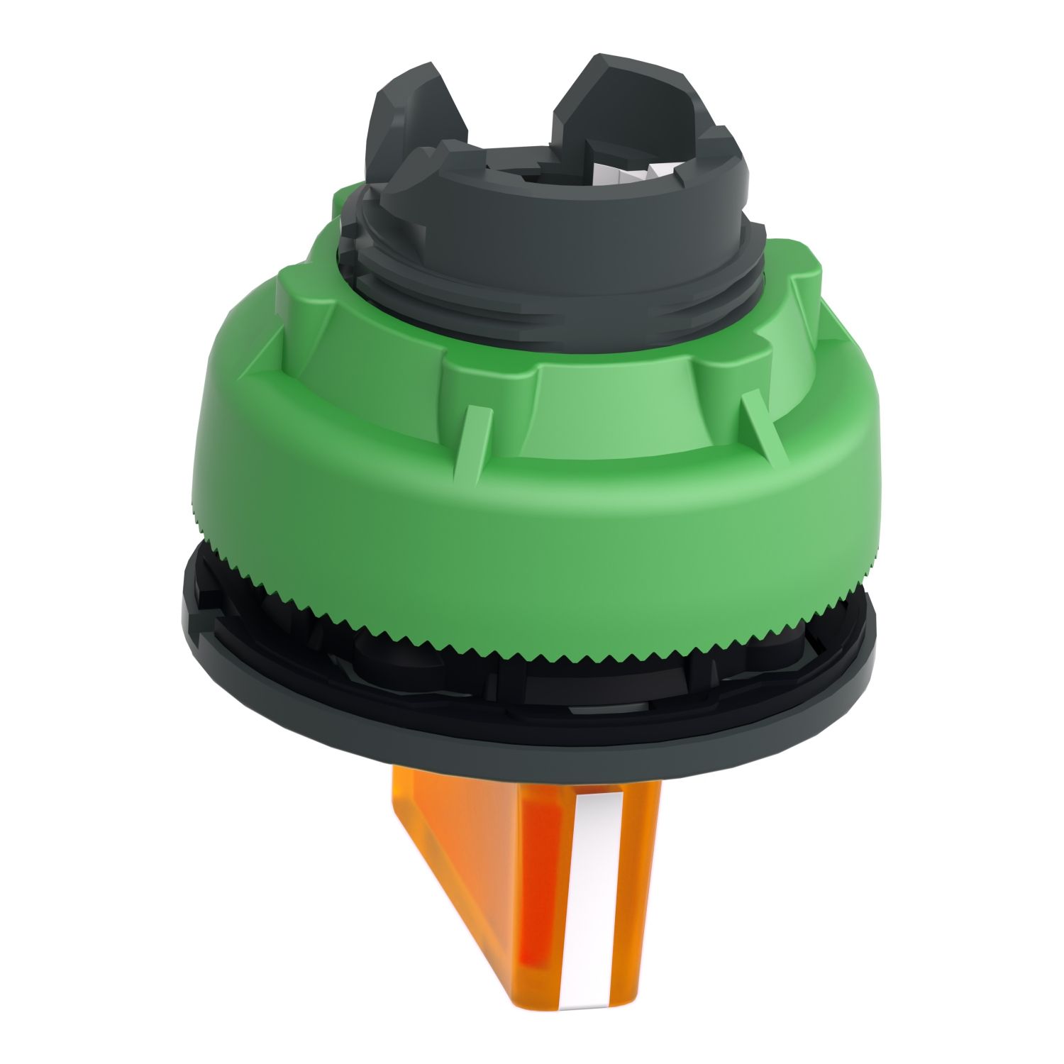 Picture of Head for illuminated selector switch, Harmony XB5, plastic, orange handle, universal LED, 3 positions, to center