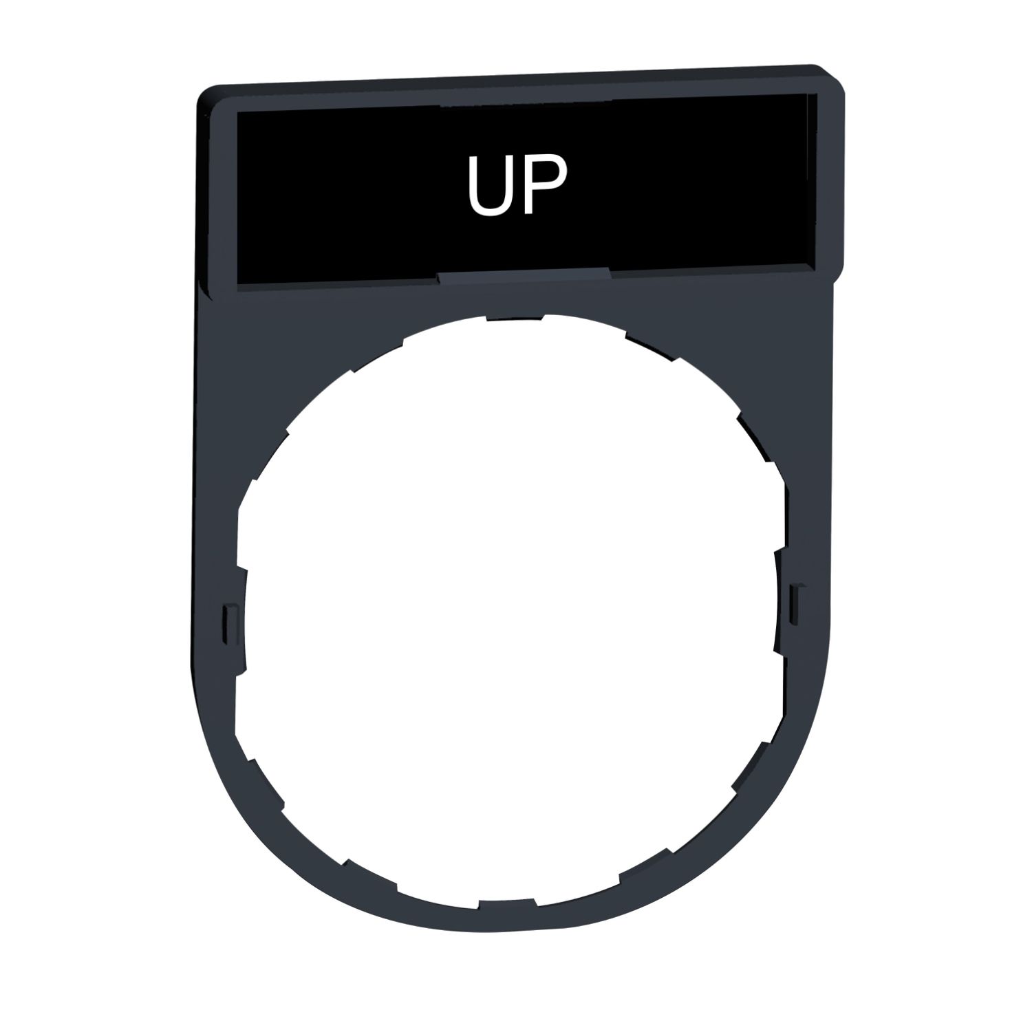 Picture of Legend holder, Harmony XB4, 30 x 40mm, plastic, 8 x 27mm legend, white marked UP