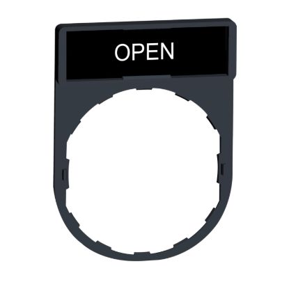 Picture of Legend holder, Harmony XB4, 30 x 40mm, plastic, 8 x 27mm legend, white marked OPEN