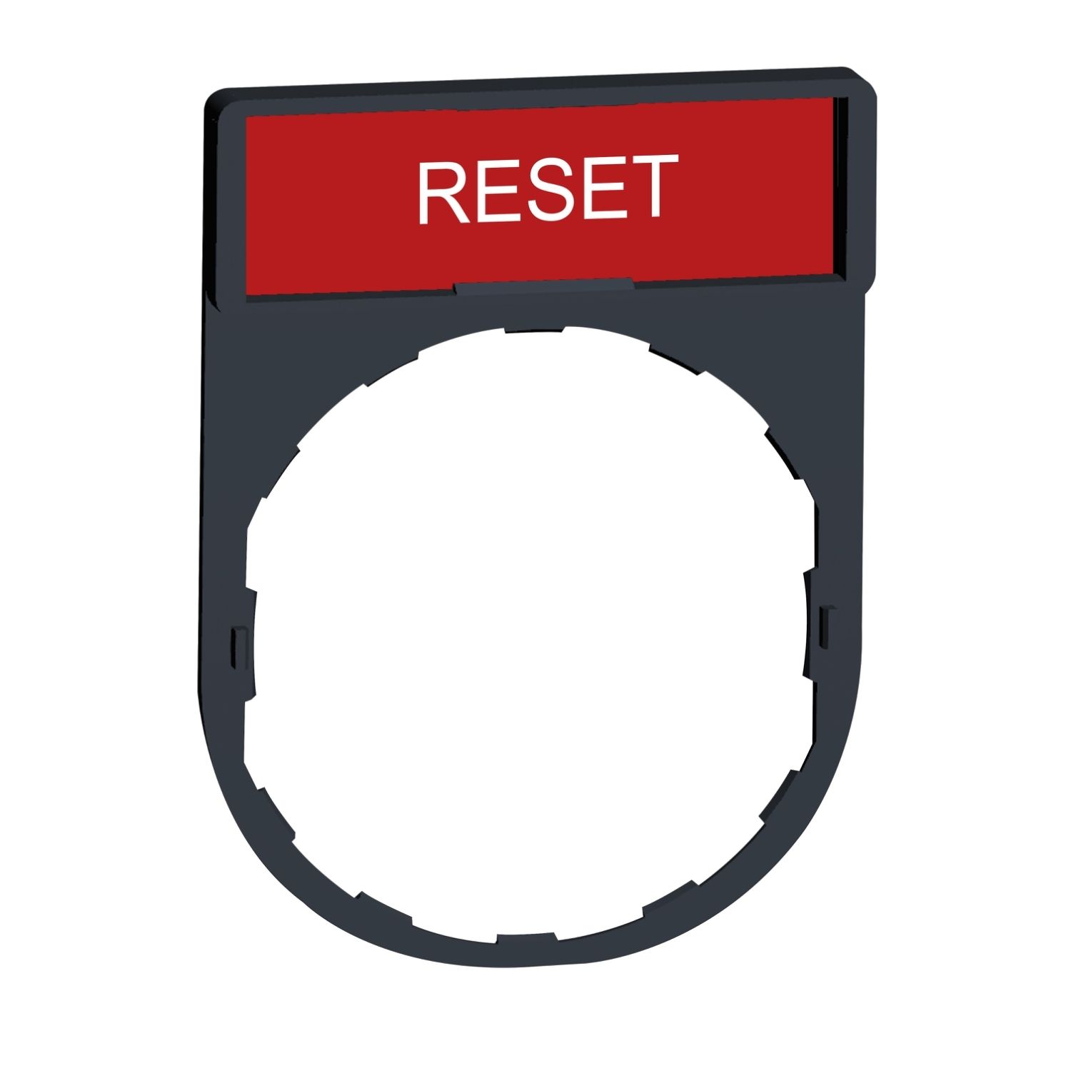 Picture of Legend holder, Harmony XB4, 30 x 40mm, plastic, red, 8 x 27mm legend, white marked RESET
