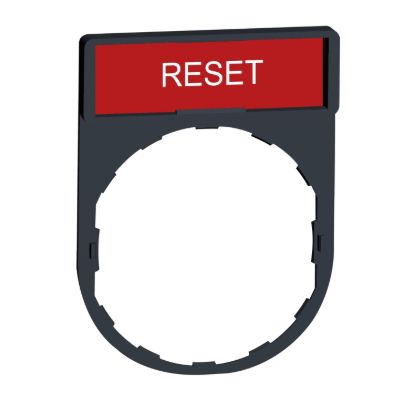 Picture of Legend holder, Harmony XB4, 30 x 40mm, plastic, red, 8 x 27mm legend, white marked RESET