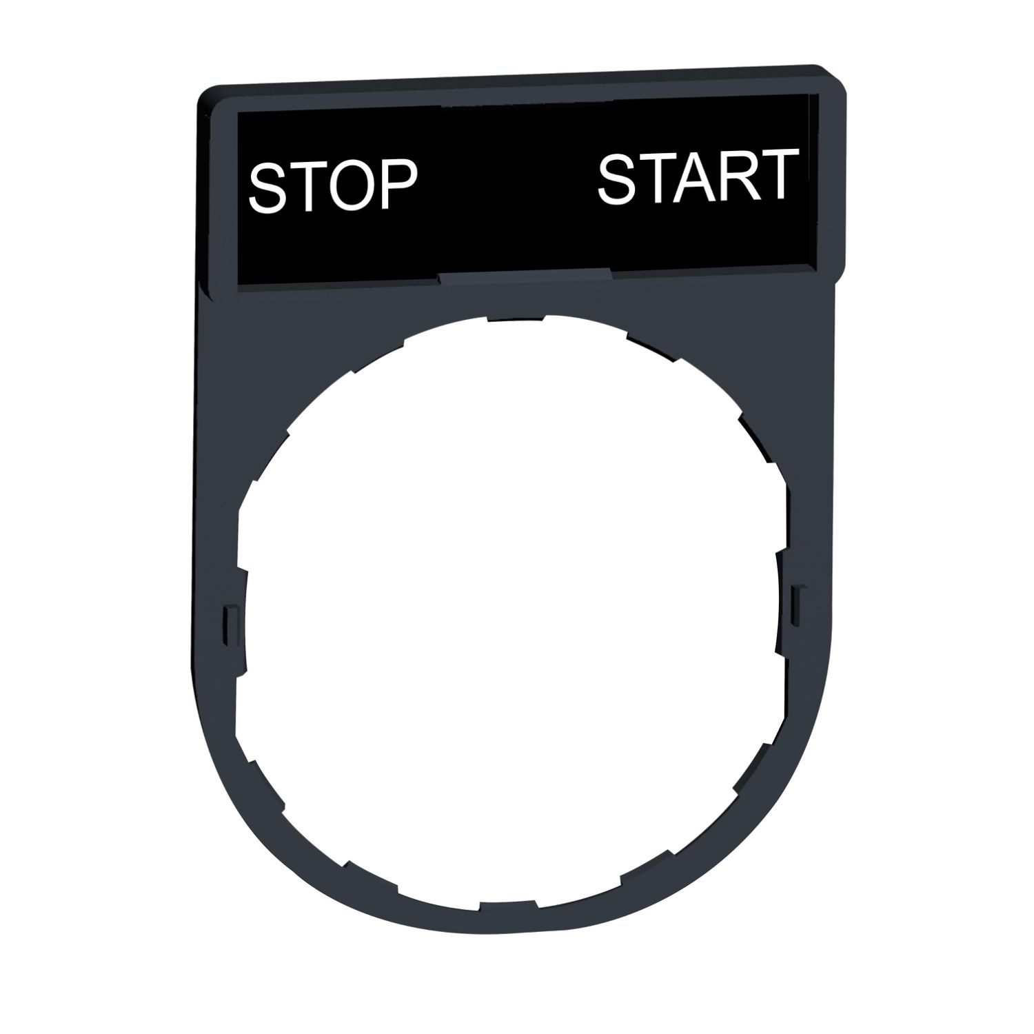Picture of Legend holder, Harmony XB4, 30 x 40mm, plastic, 8 x 27mm legend, white marked STOP-START