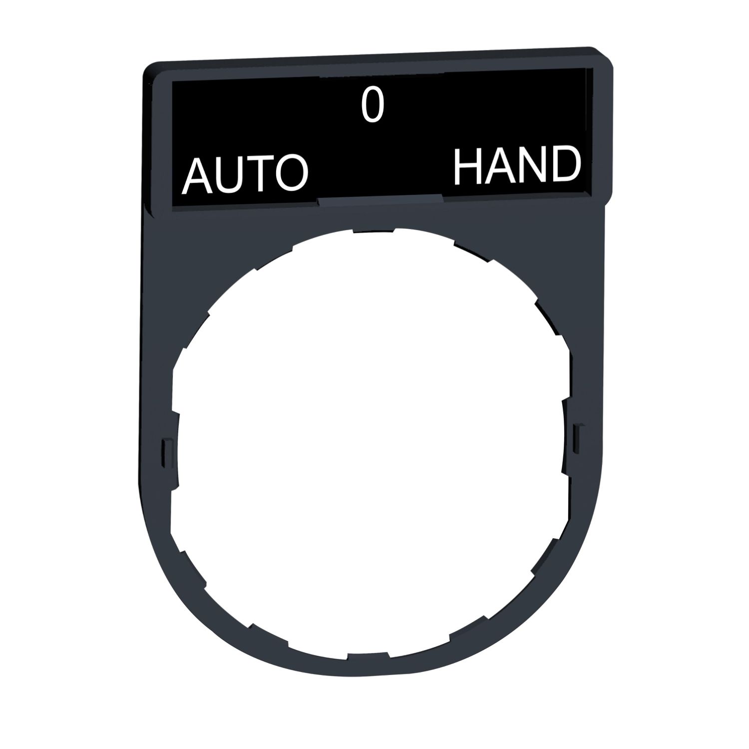 Picture of Legend holder, Harmony XB4, 30 x 40mm, plastic, 8 x 27mm legend, white marked AUTO-O-HAND
