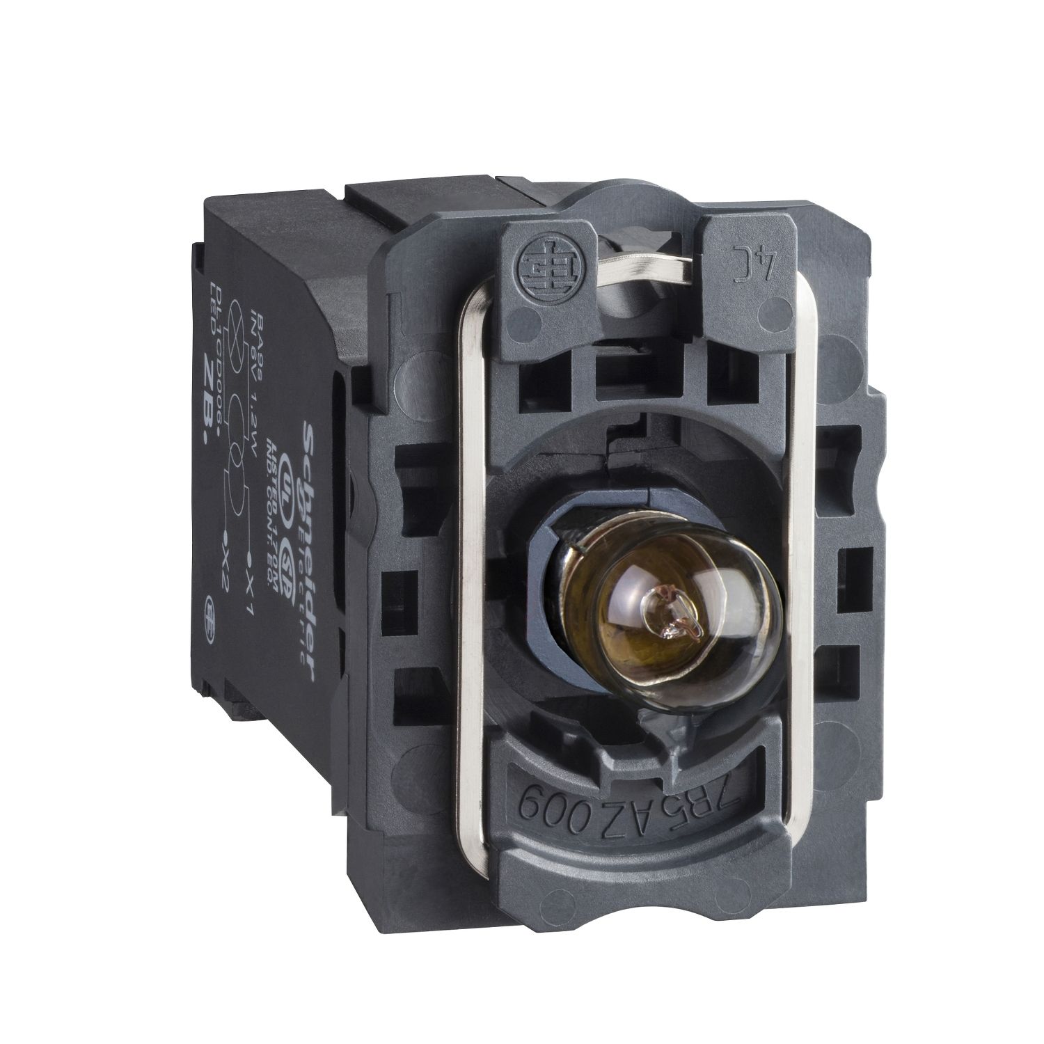 Picture of Light block with body fixing collar, Harmony XB5, plastic, with BA9s bulb, 110...120V AC