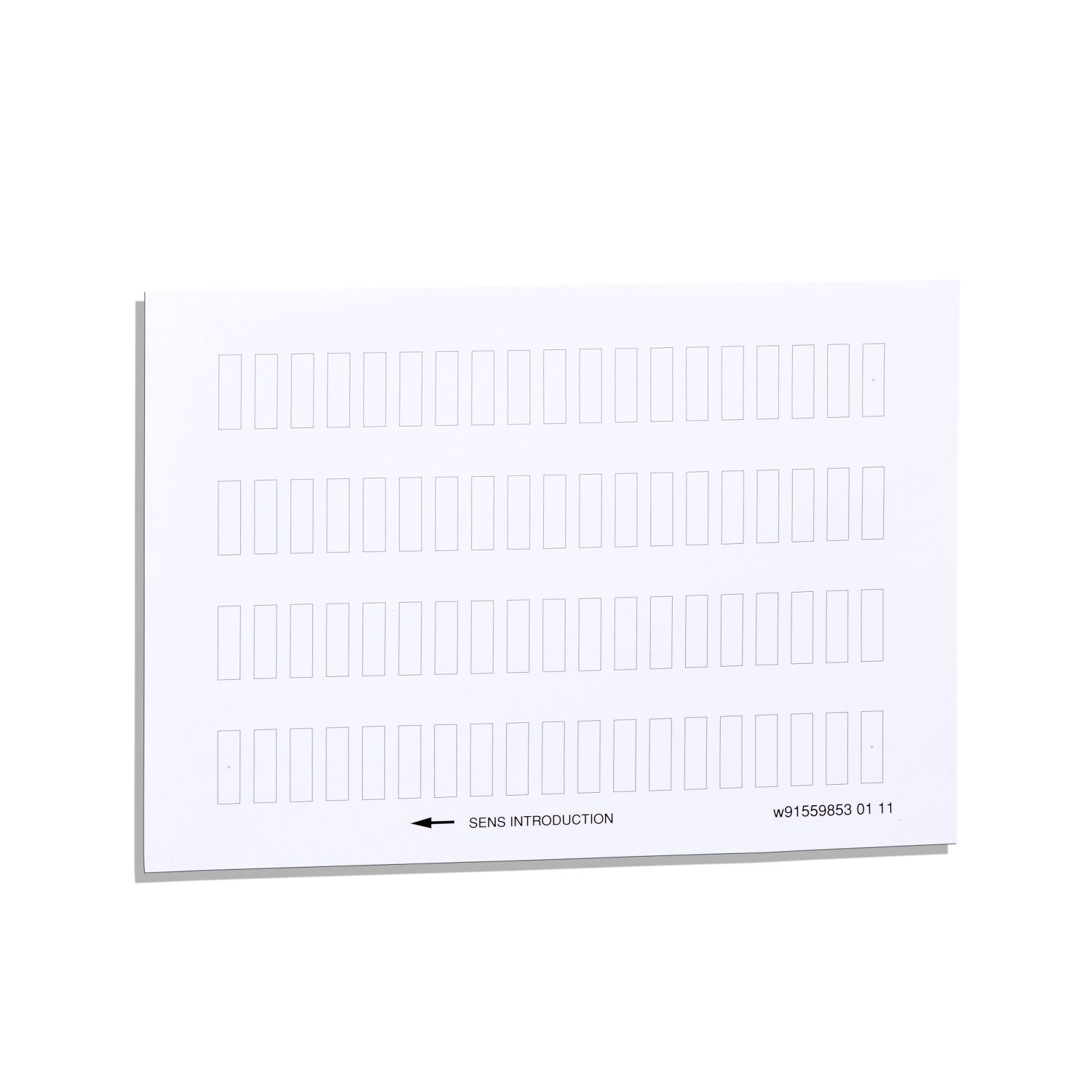 Picture of sheet of 76 unmarked legends, Harmony XB5, Harmony XB4, 8 x 27mm for legend holder 30 x 40mm