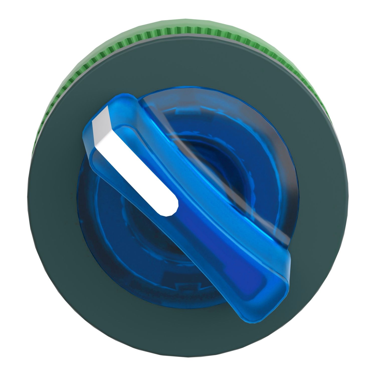 Picture of Head for illuminated selector switch, Harmony XB5, plastic, blue handle, universal LED, 2 positions, spring return