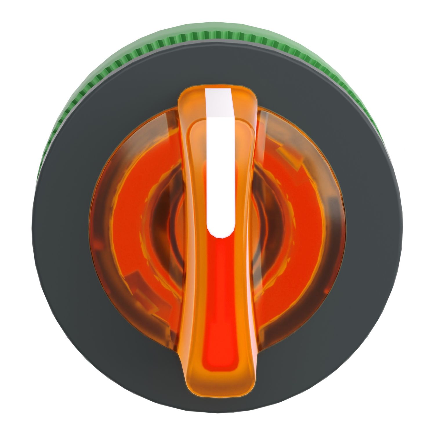 Picture of Head for illuminated selector switch, Harmony XB5, plastic, orange, universal LED, 3 positions, spring return