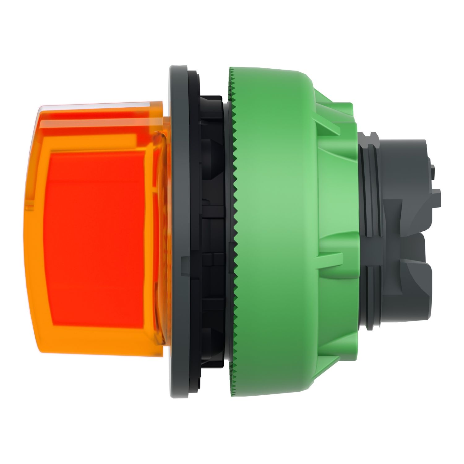 Picture of Head for illuminated selector switch, Harmony XB5, plastic, orange, universal LED, 3 positions, spring return