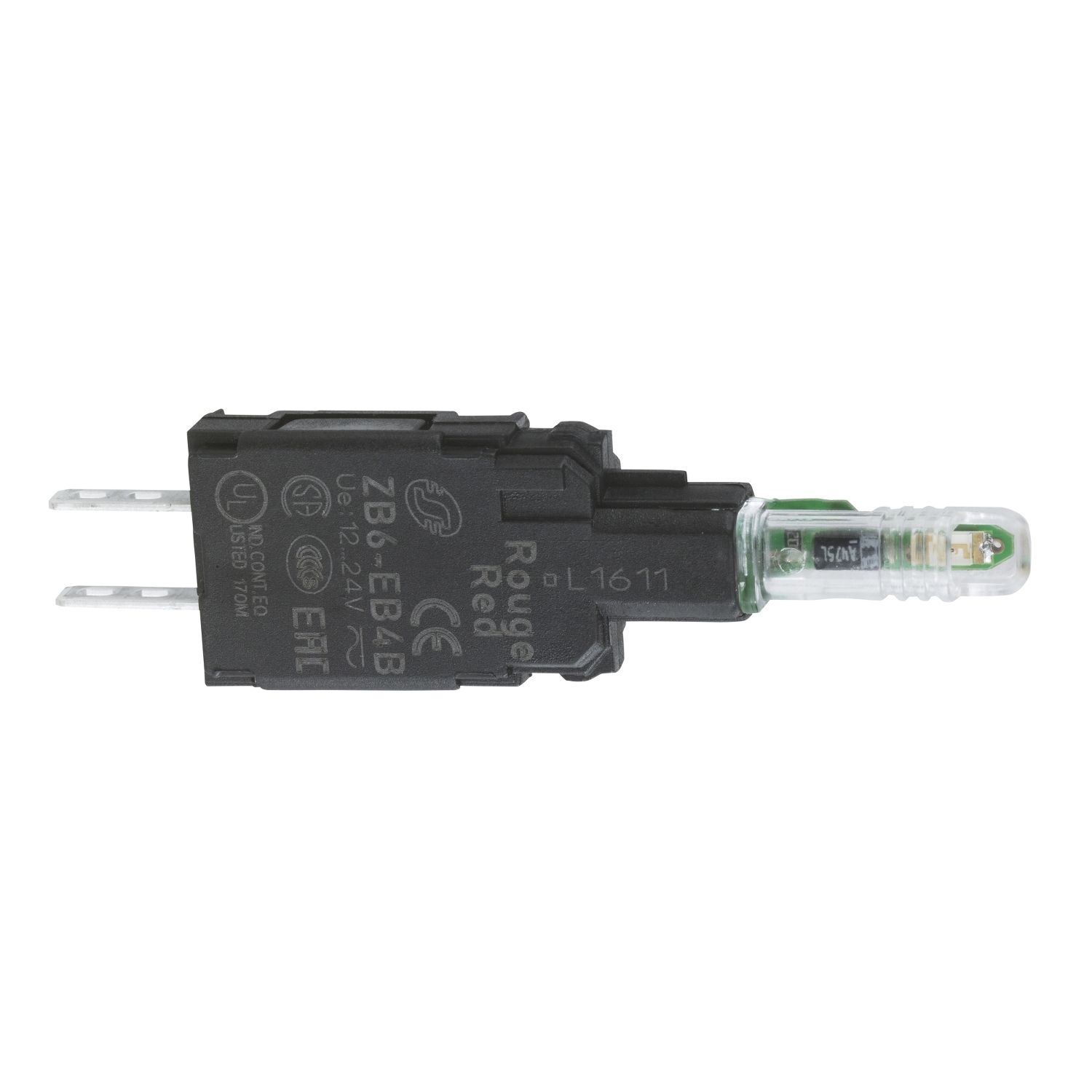 Picture of Complete body for pilot lights, Harmony XB6, green light block with body fixing collar with integral LED 12...24V