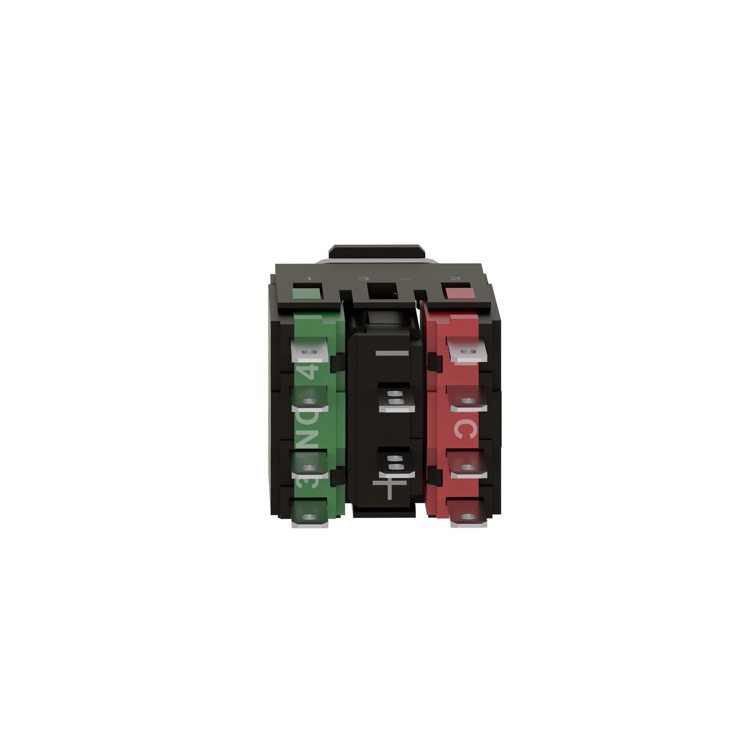 Picture of Complete body for illuminated push button, Harmony XB6, green light block, with body fixing collar, integral LED, 12...24V, 1NO + 1NC