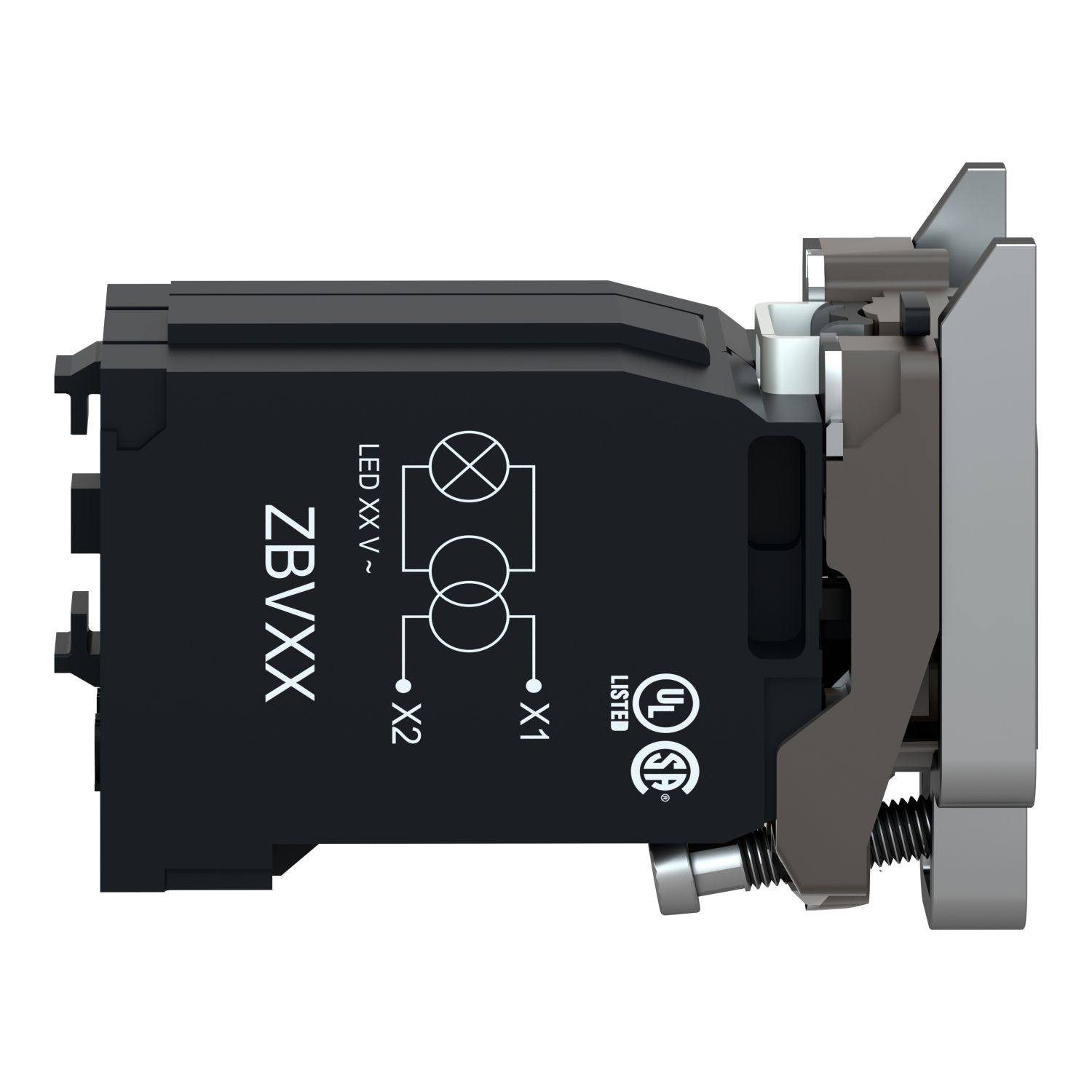 Picture of Light block with body fixing collar, Harmony XB4, metal, with BA9s bulb, 230...240V AC