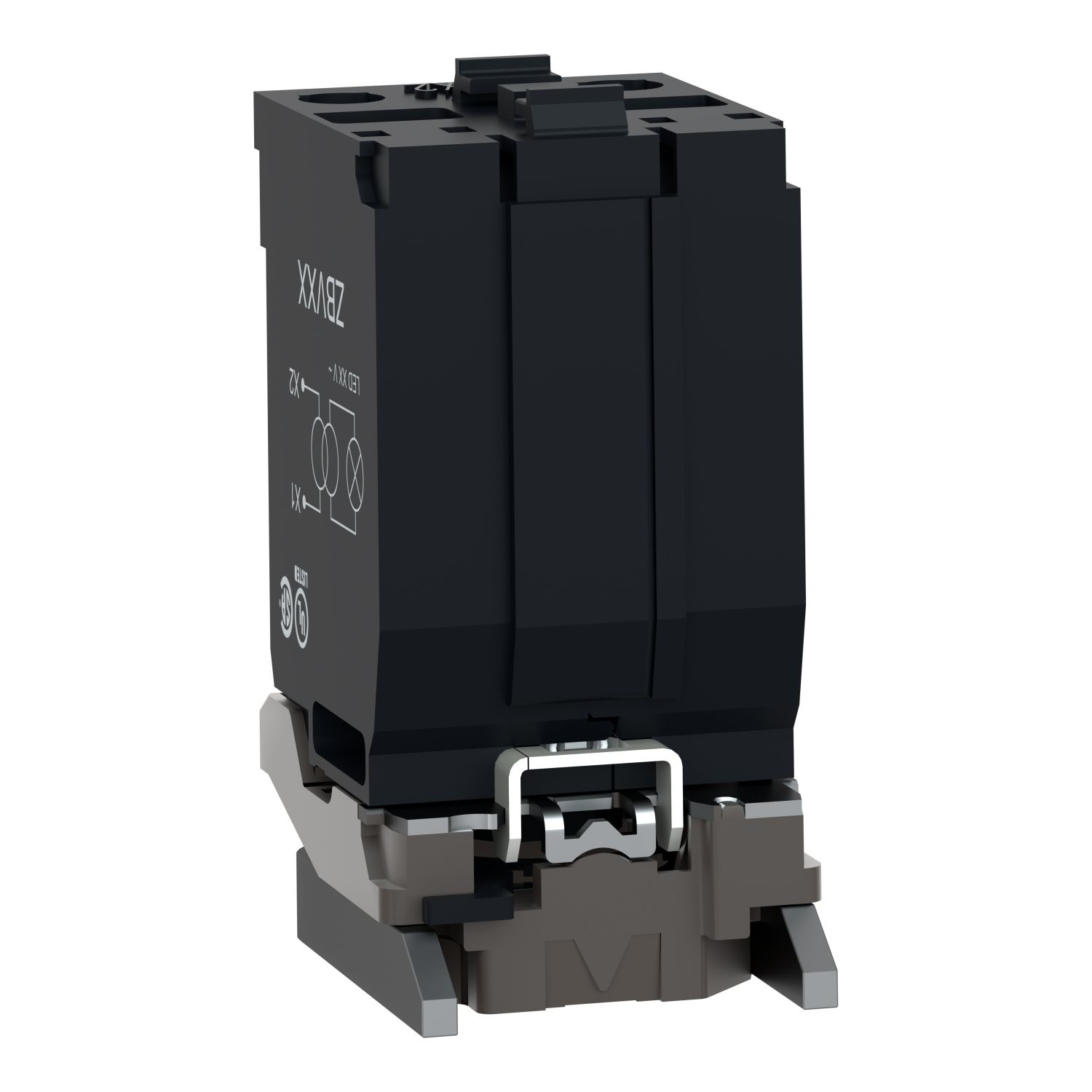 Picture of Light block with body fixing collar, Harmony XB4, metal, with BA9s bulb, 440...480V AC