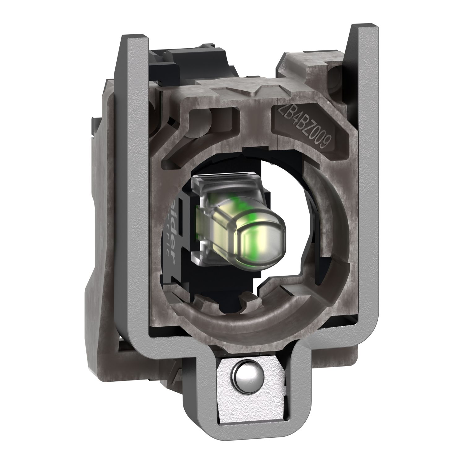 Picture of Complete body light block assembly, Harmony XB4, metal, universal LED, body fixing collar, 24...120V AC DC
