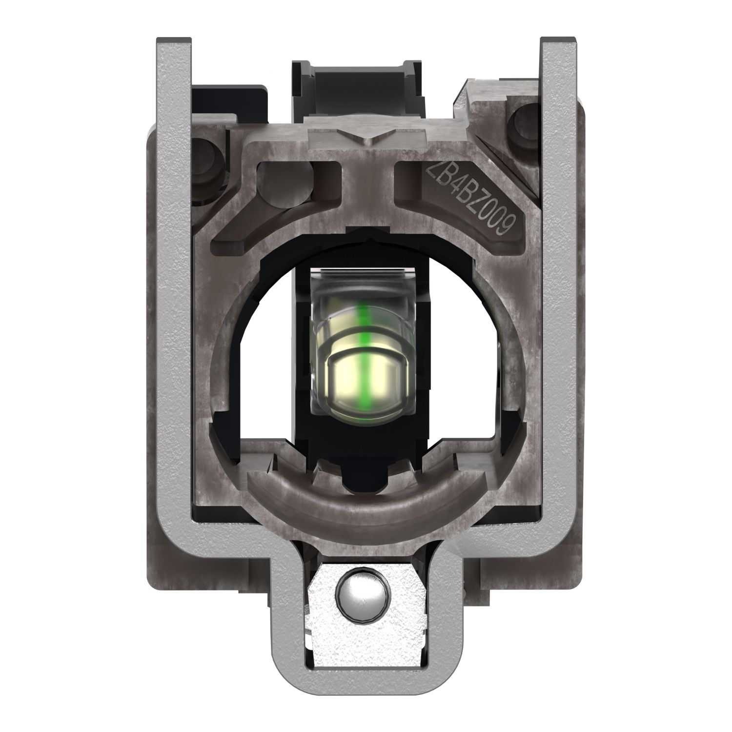 Picture of Complete body light block assembly, Harmony XB4, metal, universal LED, body fixing collar, 24...120V AC DC
