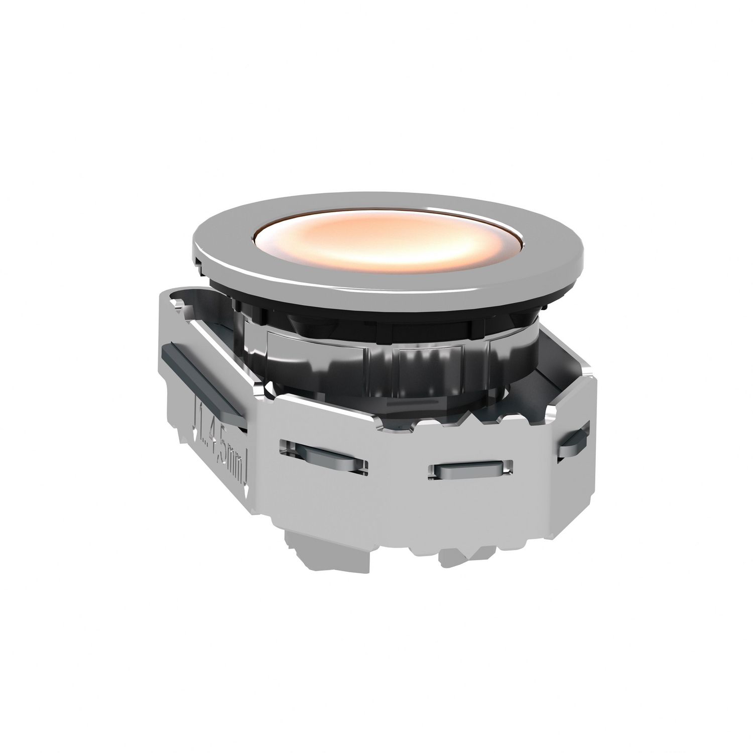 Picture of Head for pilot light, Harmony XB4, metal, orange flush mounted, 30mm, universal LED, plain lens