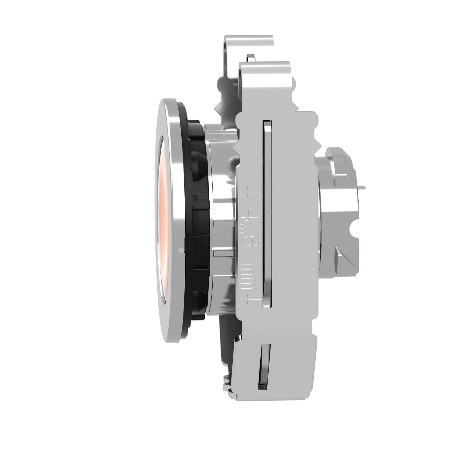 Picture of Head for pilot light, Harmony XB4, metal, orange flush mounted, 30mm, universal LED, plain lens