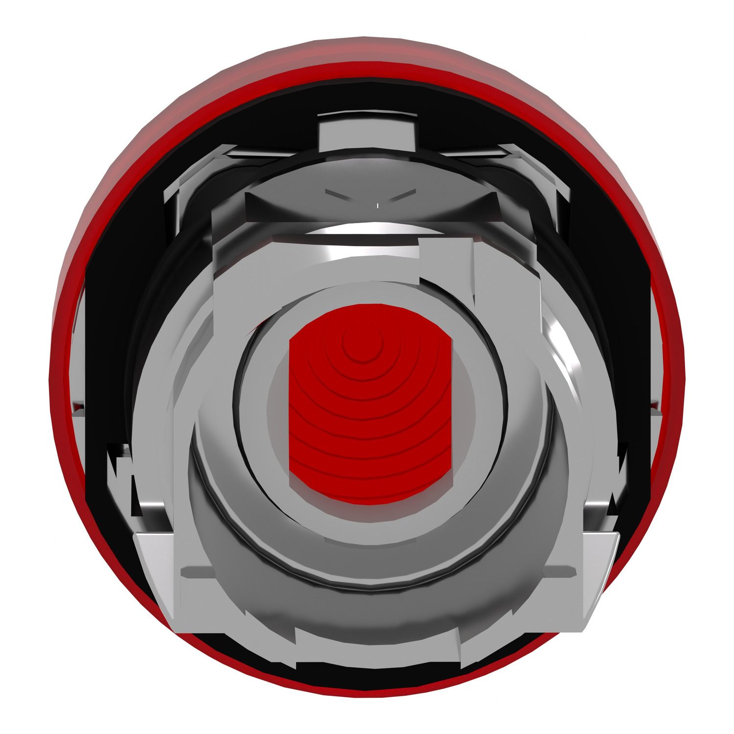 Picture of Head for pilot light, Harmony XB4, metal, red, 22mm, universal LED, grooved lens
