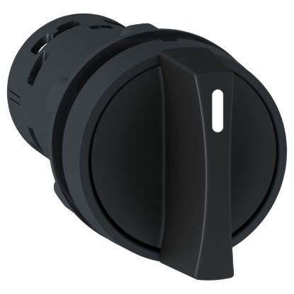 Picture of Monolithic selector switch, Harmony XB7, plastic, black, 22mm, stay put, 2 positions, stay put, 1NO+1NC