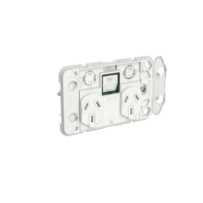 Picture of Clipsal Iconic, Double Switch Power Point Grid with 1 extra switch, Horizontal Mount, 250V, 10A
