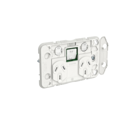 Picture of Clipsal Iconic, Double Switch Power Point Grid with 1 extra switch, Horizontal Mount, 250V, 10A