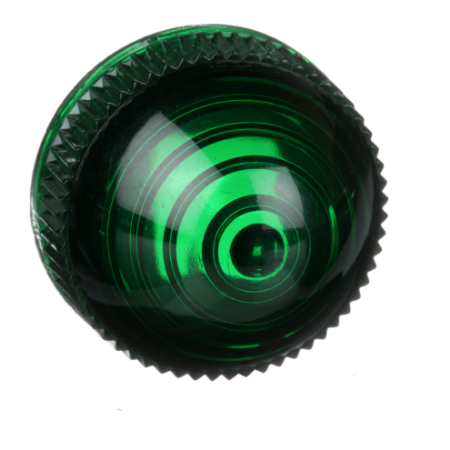 Picture of Lens, Harmony 9001K, Harmony 9001SK, polycarbonate, domed, green, grooved lens, 30mm, for pilot light