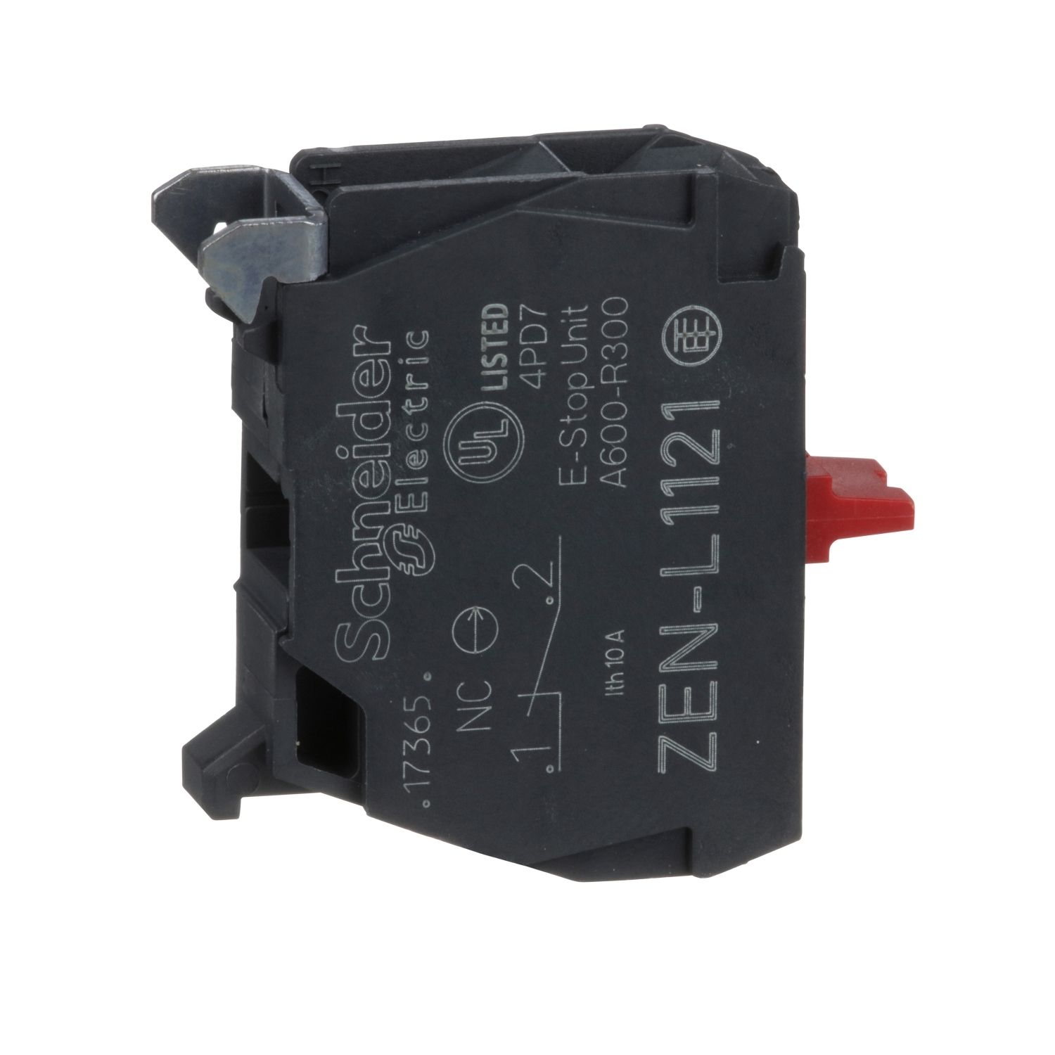 Picture of Single contact block, Harmony XALD, XALK, silver alloy, rear mounting, screw clamp terminal, 1NC